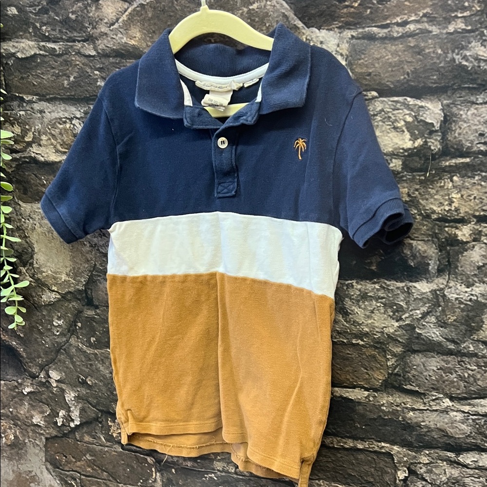Kids Colorblock Polo Shirt - Navy, White, and Tan